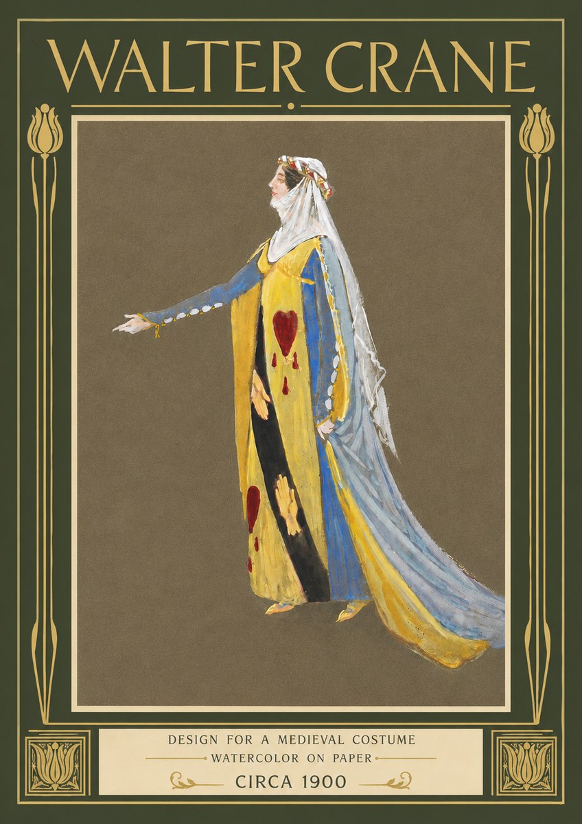 Walter Crane Design for a Medieval Costume No4 - Plakat