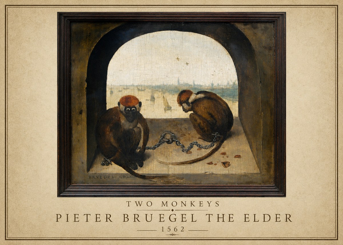 Pieter Bruegel Two Monkeys III No1 - Plakat