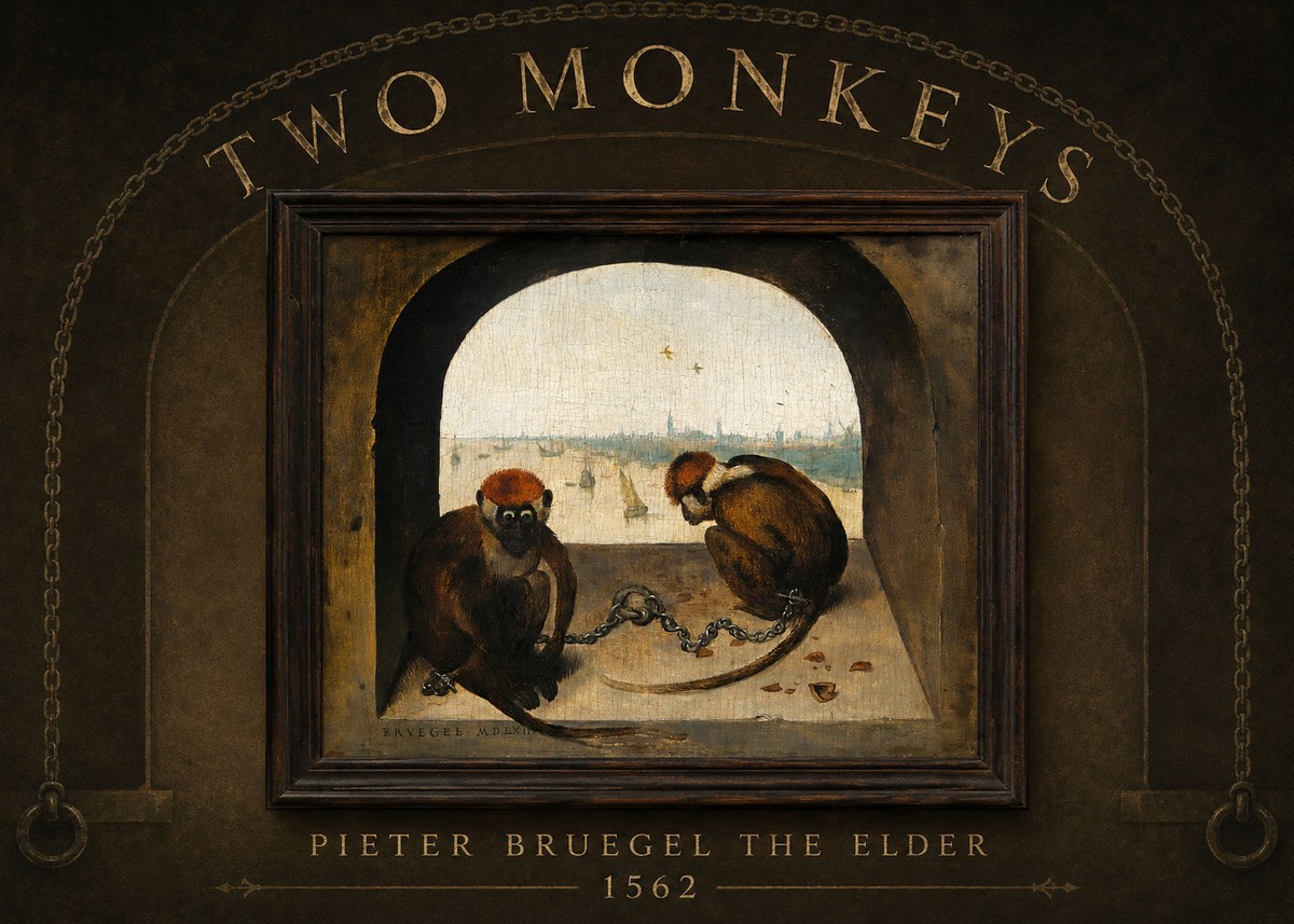 Pieter Bruegel Two Monkeys III No2 - Plakat