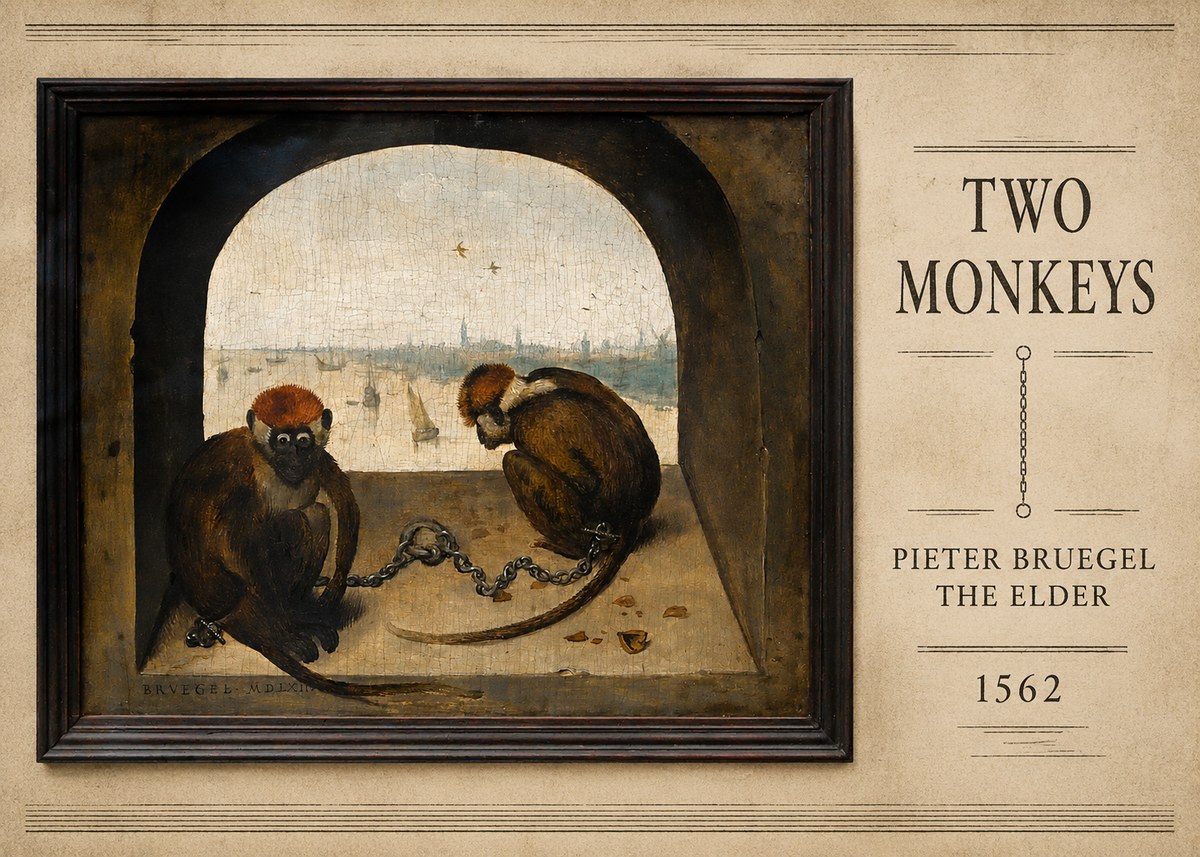 Pieter Bruegel Two Monkeys III No5 - Plakat