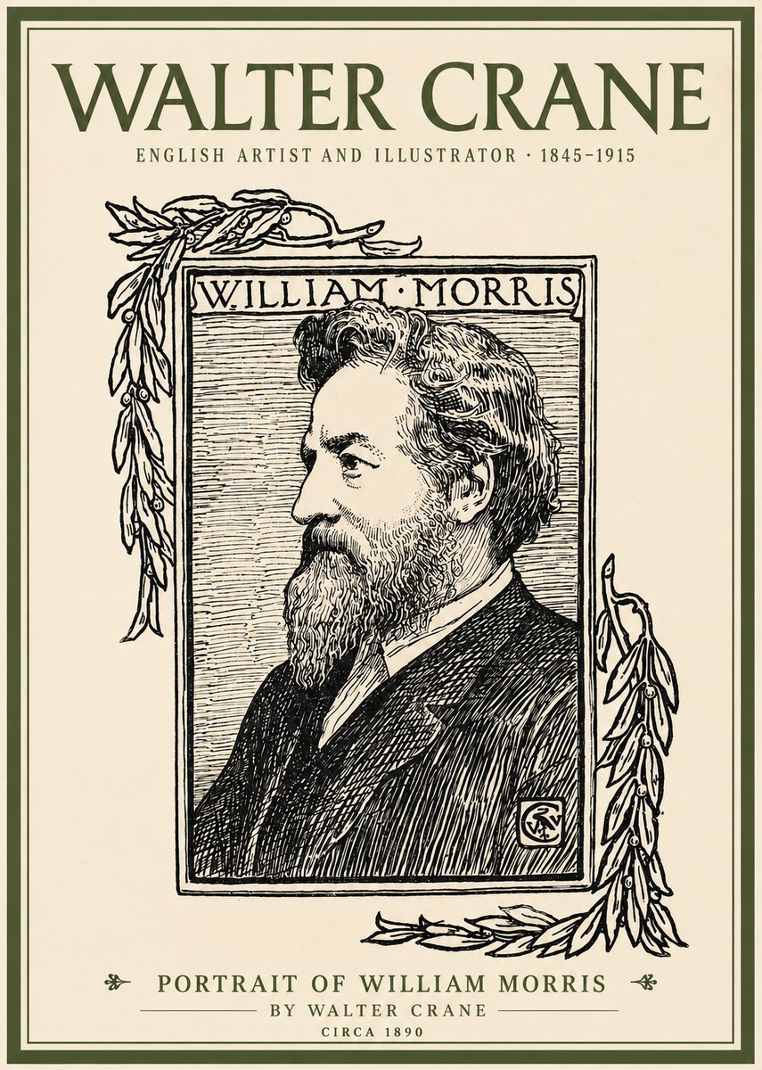 Walter Crane Portrait of William Morris No2 - Plakat