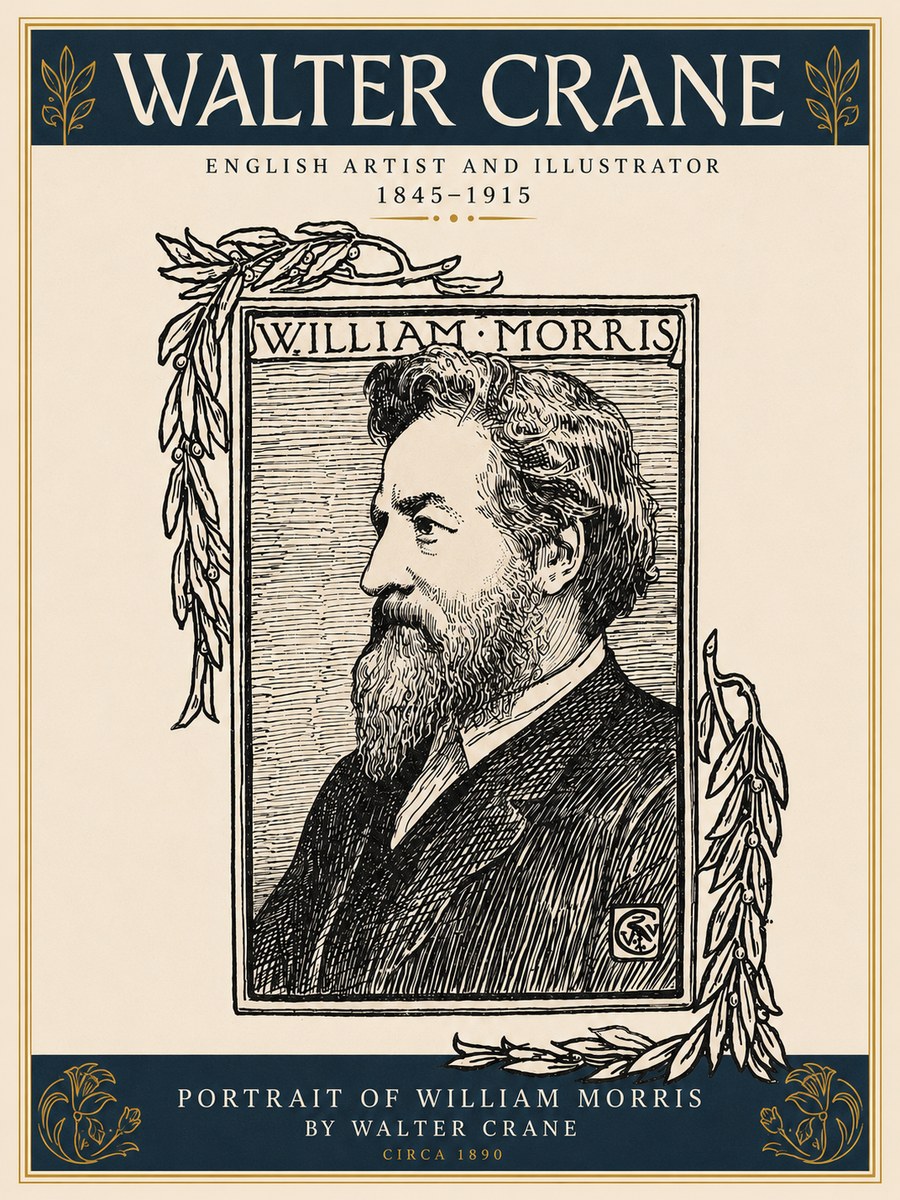 Walter Crane Portrait of William Morris No3 - Plakat