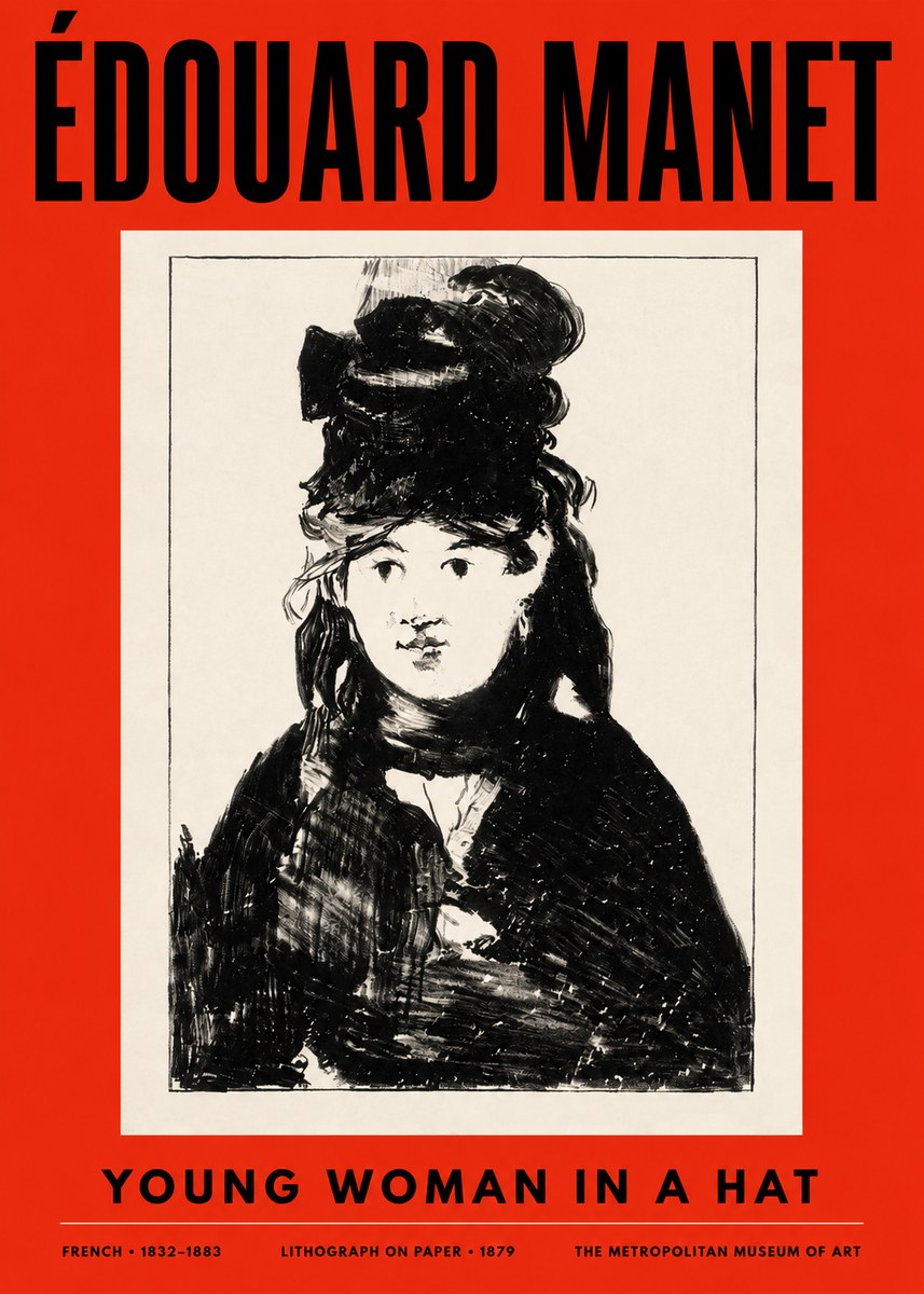Édouard Manet Young Woman in a Hat II No2 - Plakat