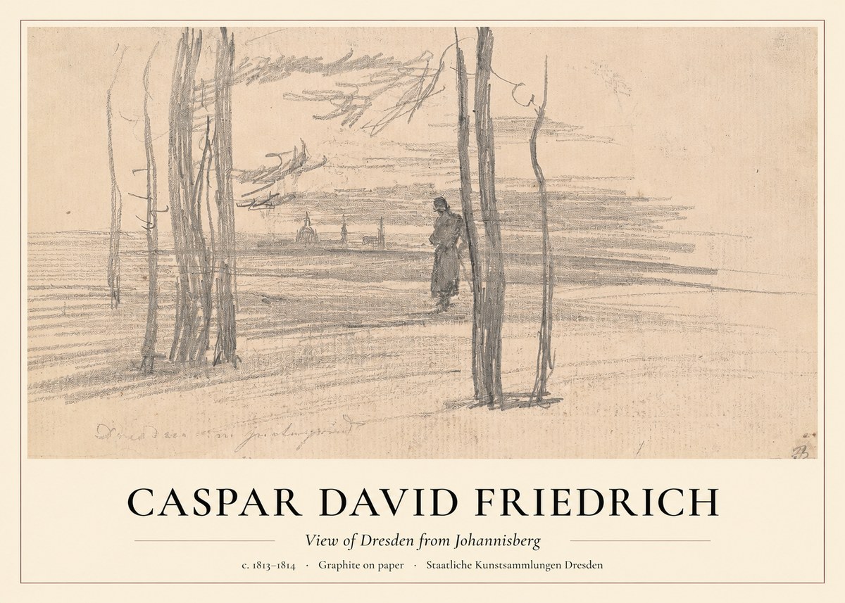 Caspar David Friedrich View of Dresden from Johannisberg No1 - Plakat