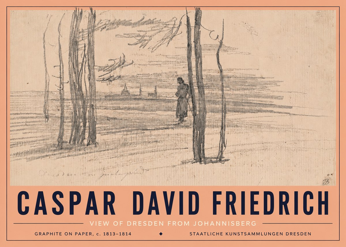 Caspar David Friedrich View of Dresden from Johannisberg No5 - Plakat