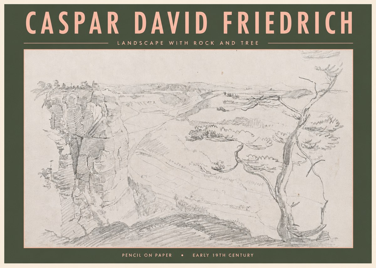 Caspar David Friedrich Landscape with Rocks and a Tree No5 - Plakat