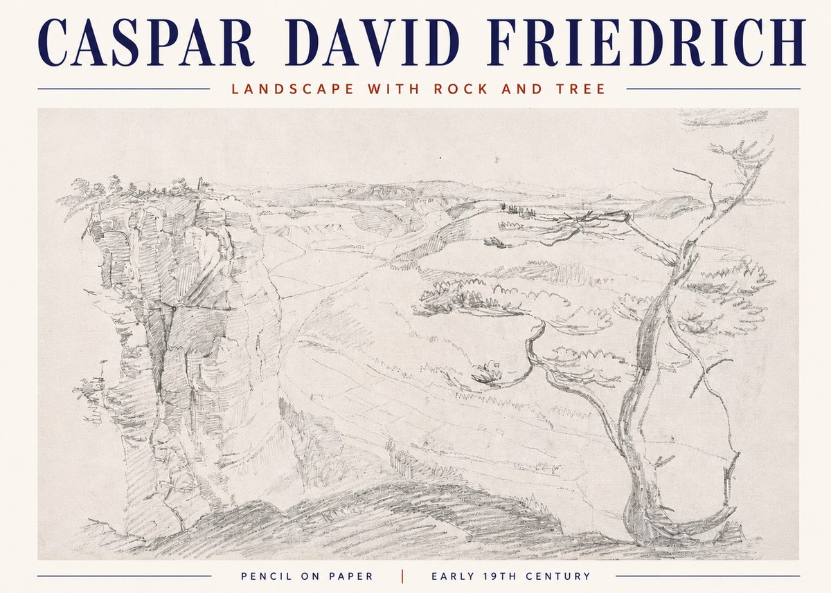Caspar David Friedrich Landscape with Rocks and a Tree No6 - Plakat
