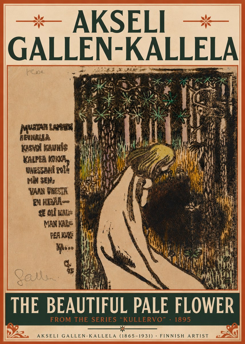 Akseli Gallen-Kallela The Beautiful Pale Flower No4 - Plakat
