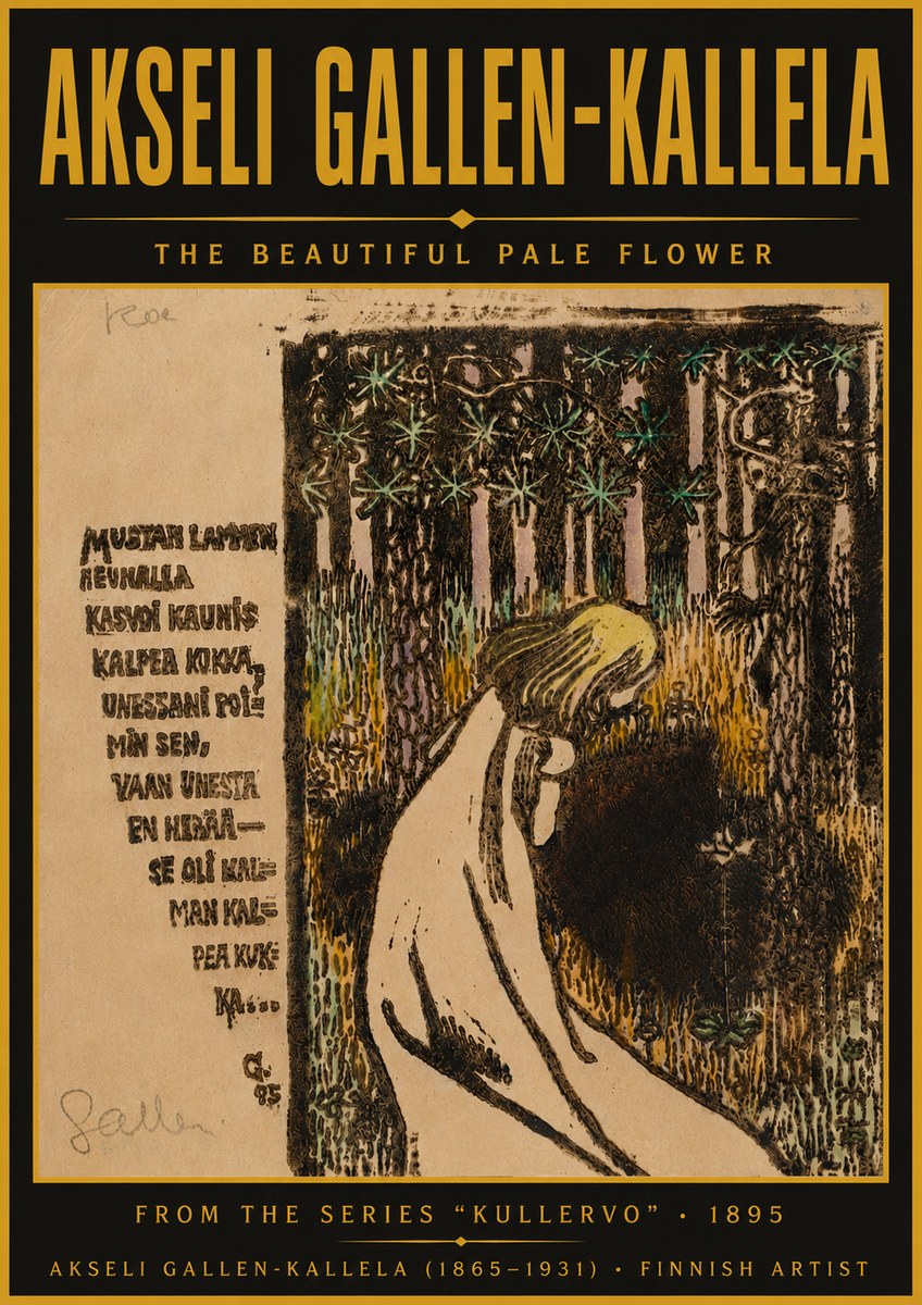 Akseli Gallen-Kallela The Beautiful Pale Flower No5 - Plakat
