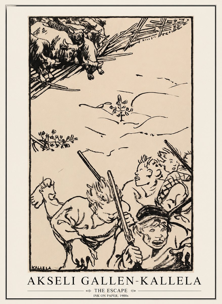Akseli Gallen-Kallela The Escape No1 - Plakat