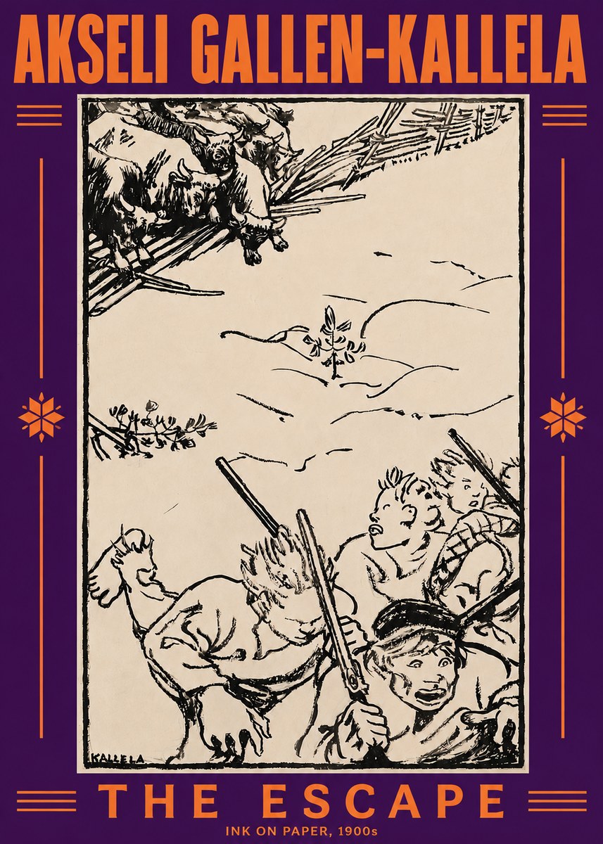 Akseli Gallen-Kallela The Escape No5 - Plakat