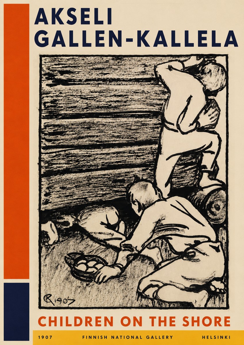 Akseli Gallen-Kallela Children on the Shore No4 - Plakat