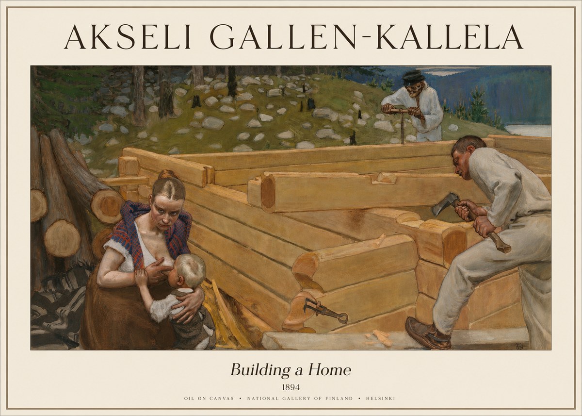 Akseli Gallen-Kallela Building a Home No4 - Plakat