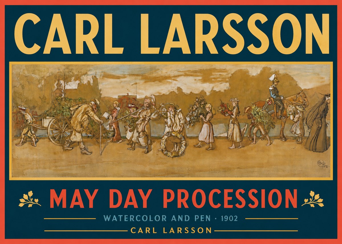 Carl Larsson May Day Procession No2 - Plakat