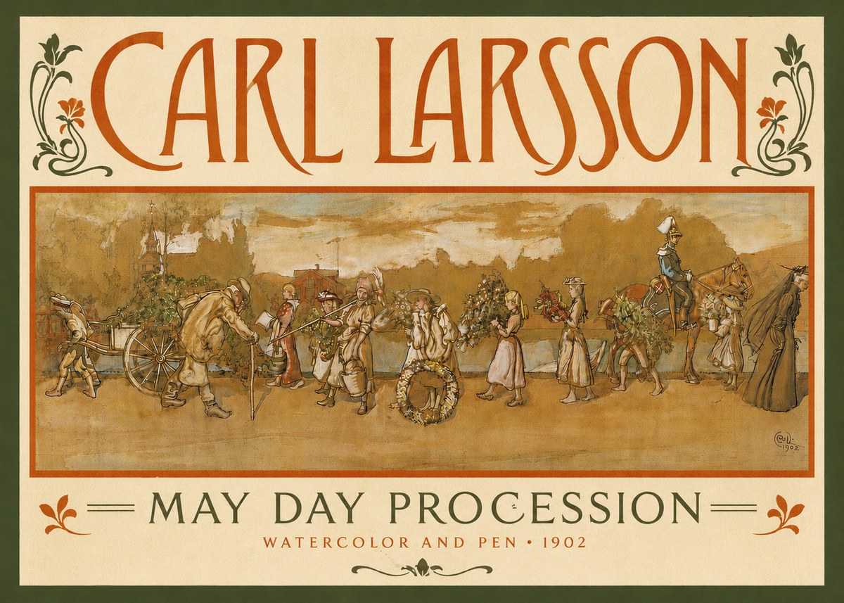 Carl Larsson May Day Procession No4 - Plakat