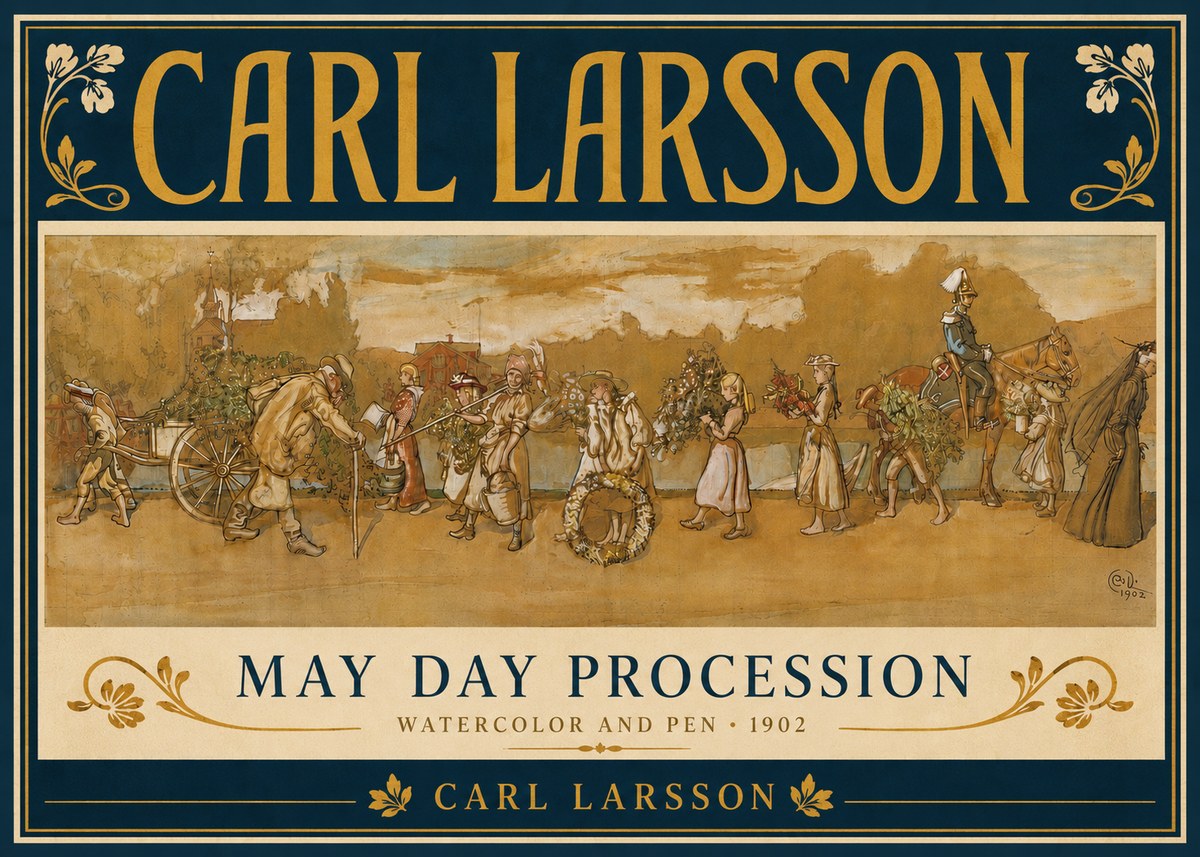 Carl Larsson May Day Procession No5 - Plakat