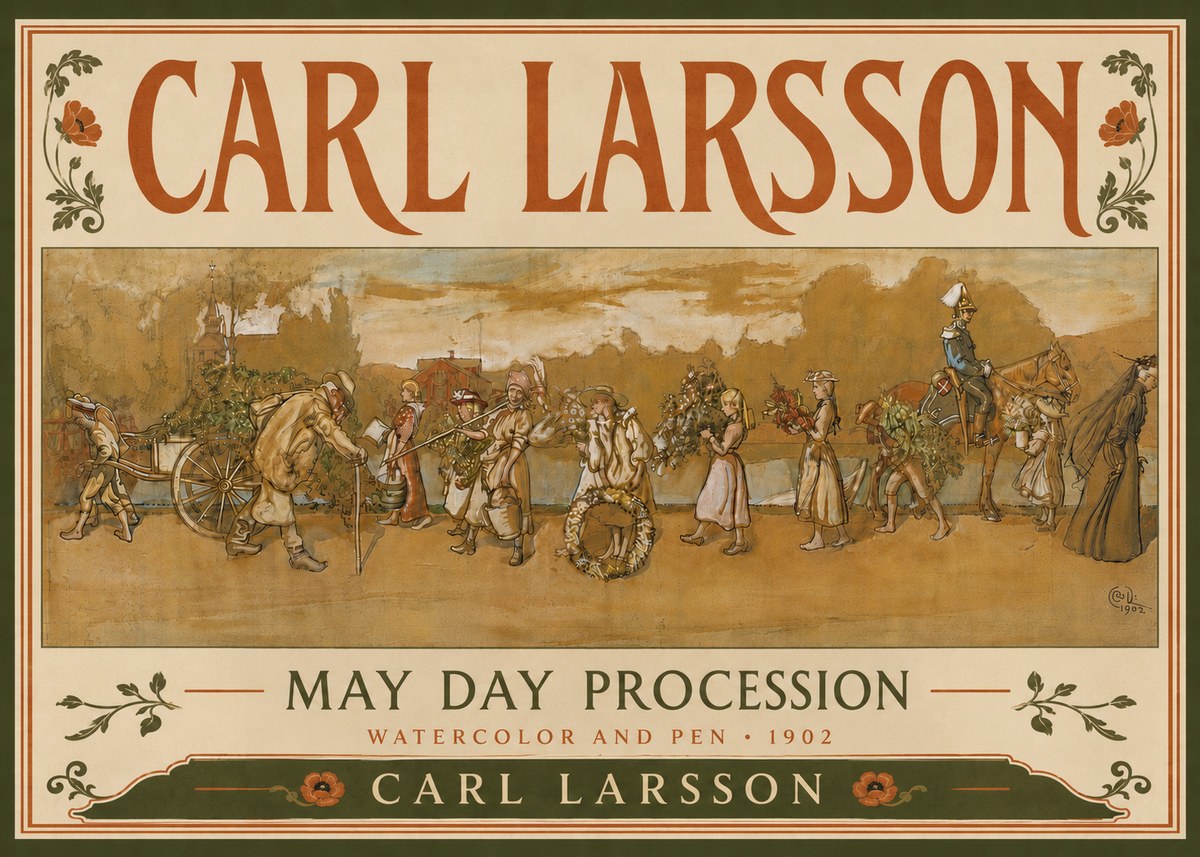 Carl Larsson May Day Procession No6 - Plakat