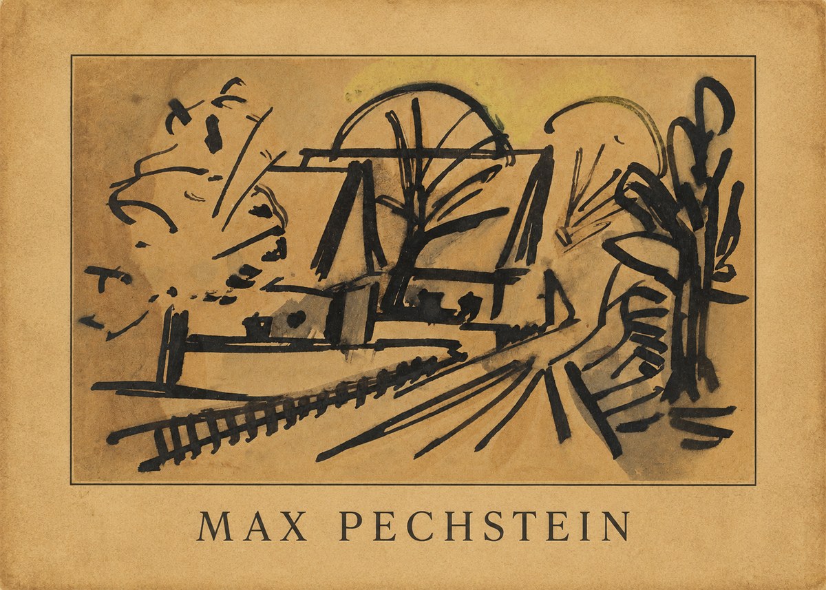 Max Pechstein Abstract Village Landscape No3 - Plakat