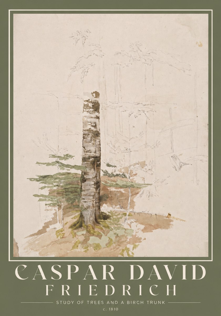 Caspar David Friedrich Study of Trees and a Birch Trunk No2 - Plakat