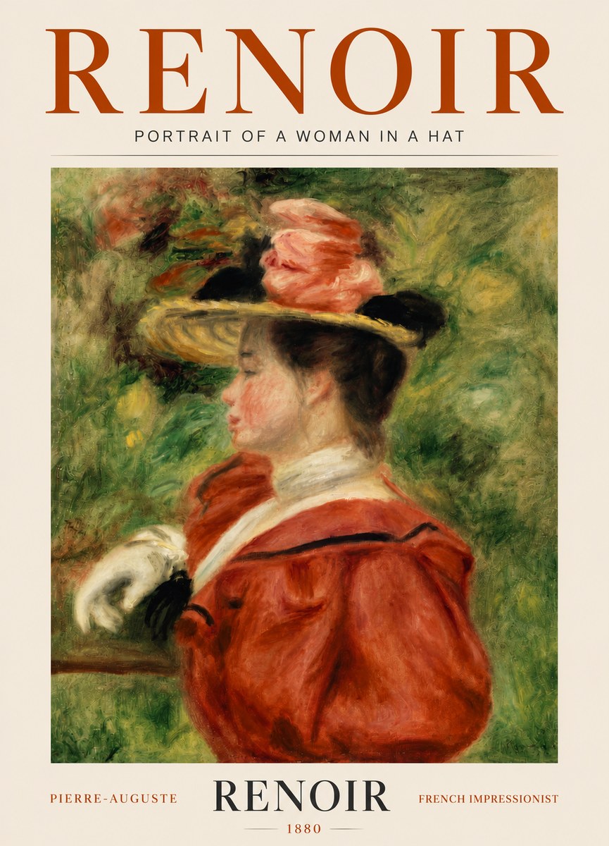 Renoir Portrait of a Woman in a Hat No5 - Plakat