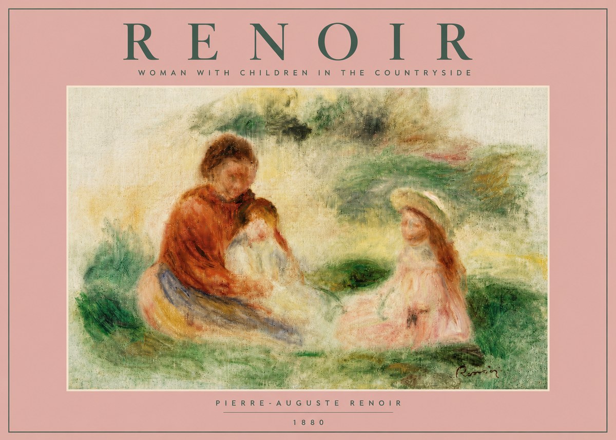 Renoir Woman with Children in the Countryside No4 - Plakat
