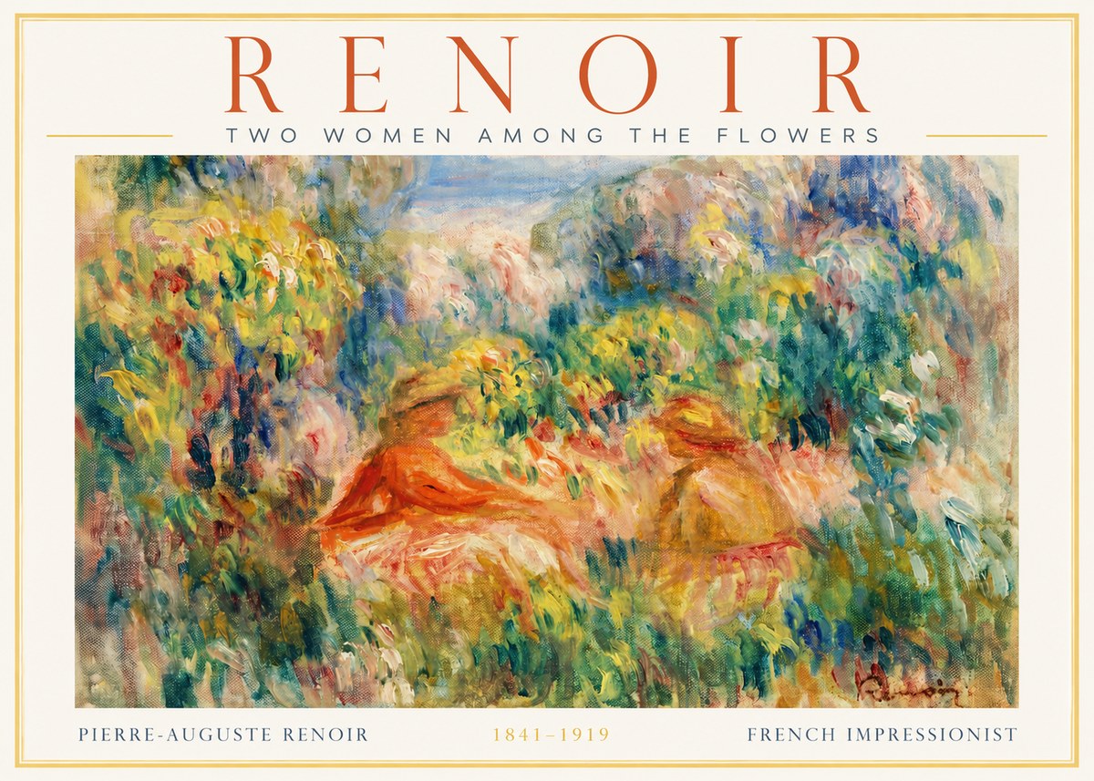 Renoir Two Women Among the Flowers No2 - Plakat