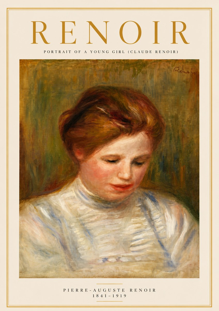 Renoir Portrait of a Young Girl (Claude Renoir) No3 - Plakat
