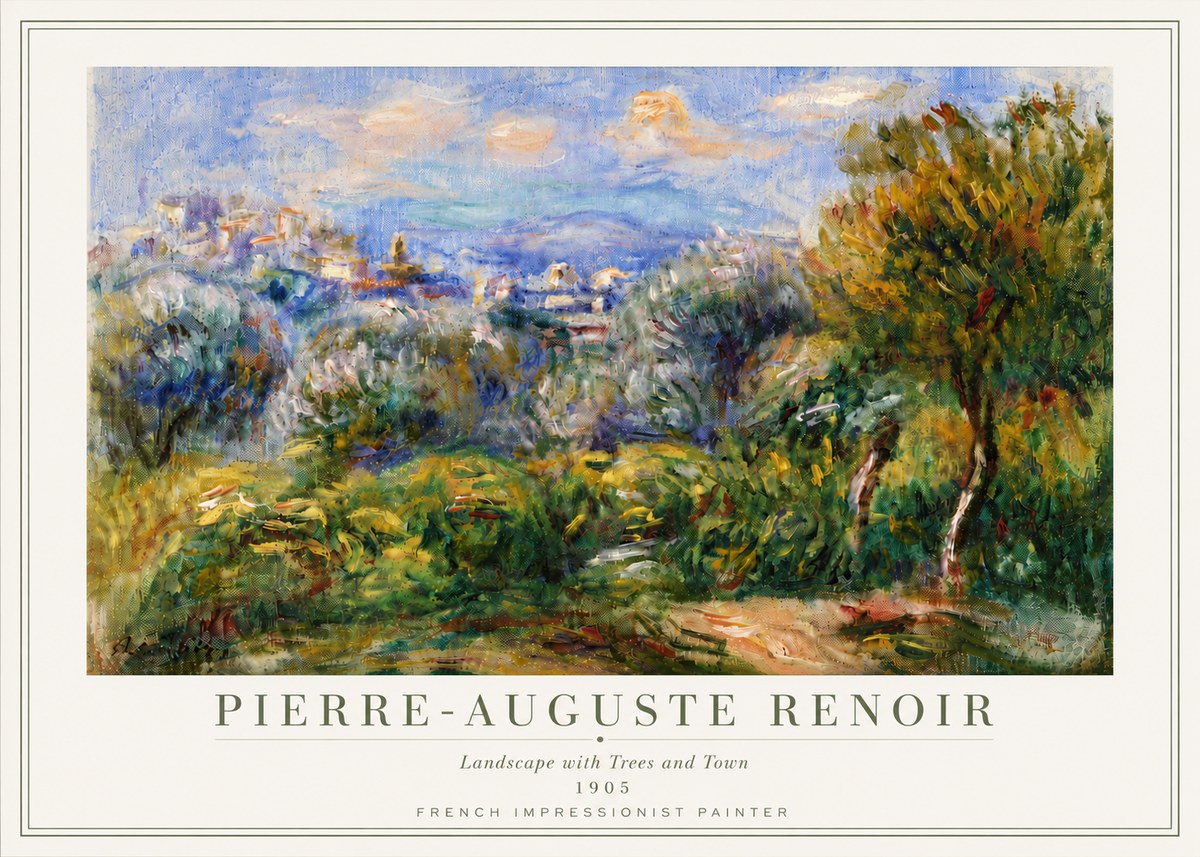 Renoir Landscape with Trees and Town No6 - Plakat