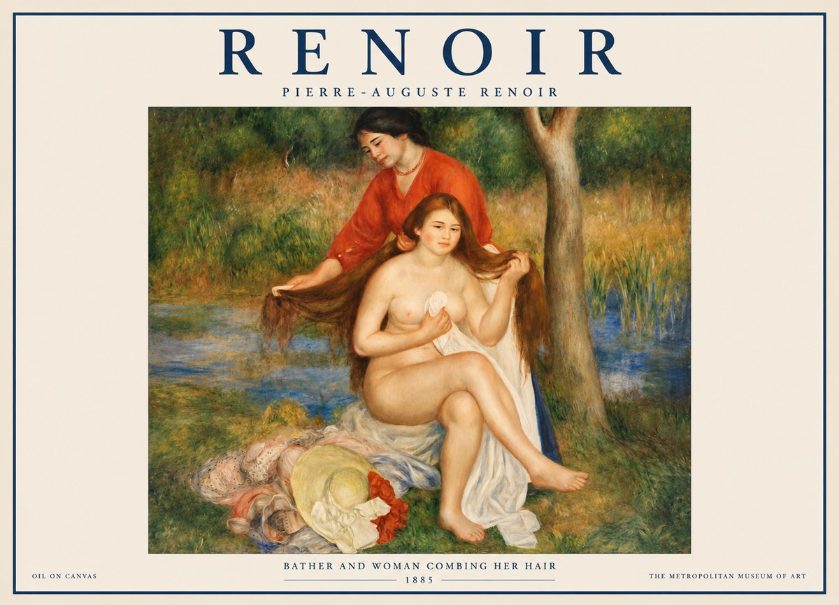 Renoir The Bather and Her Attendant No4 - Plakat