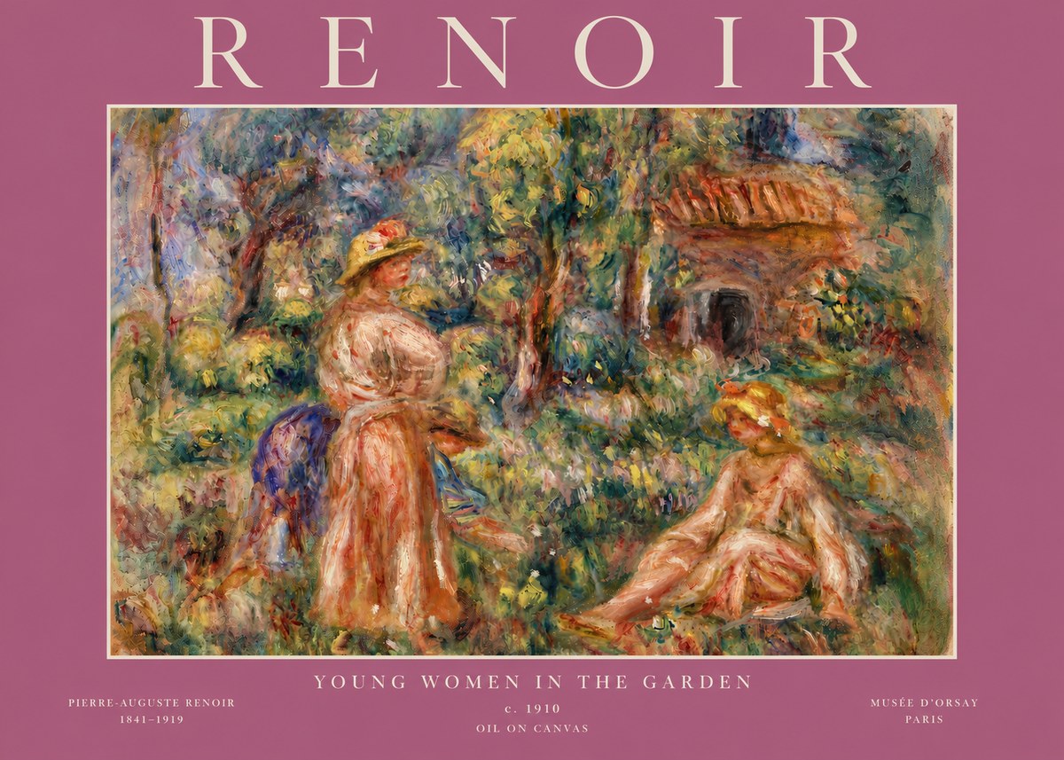 Renoir Young Women in the Garden I No5 - Plakat