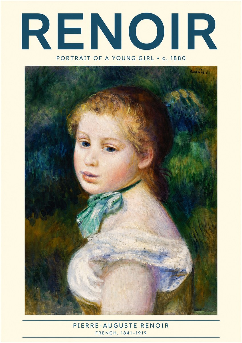 Renoir Young Girl with a Green Ribbon No3 - Plakat