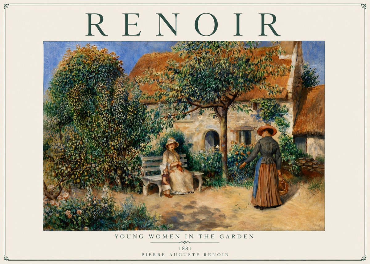 Renoir Young Women in the Garden II No6 - Plakat