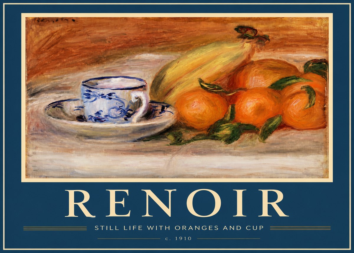 Renoir Still Life with Oranges and Cup No2 - Plakat