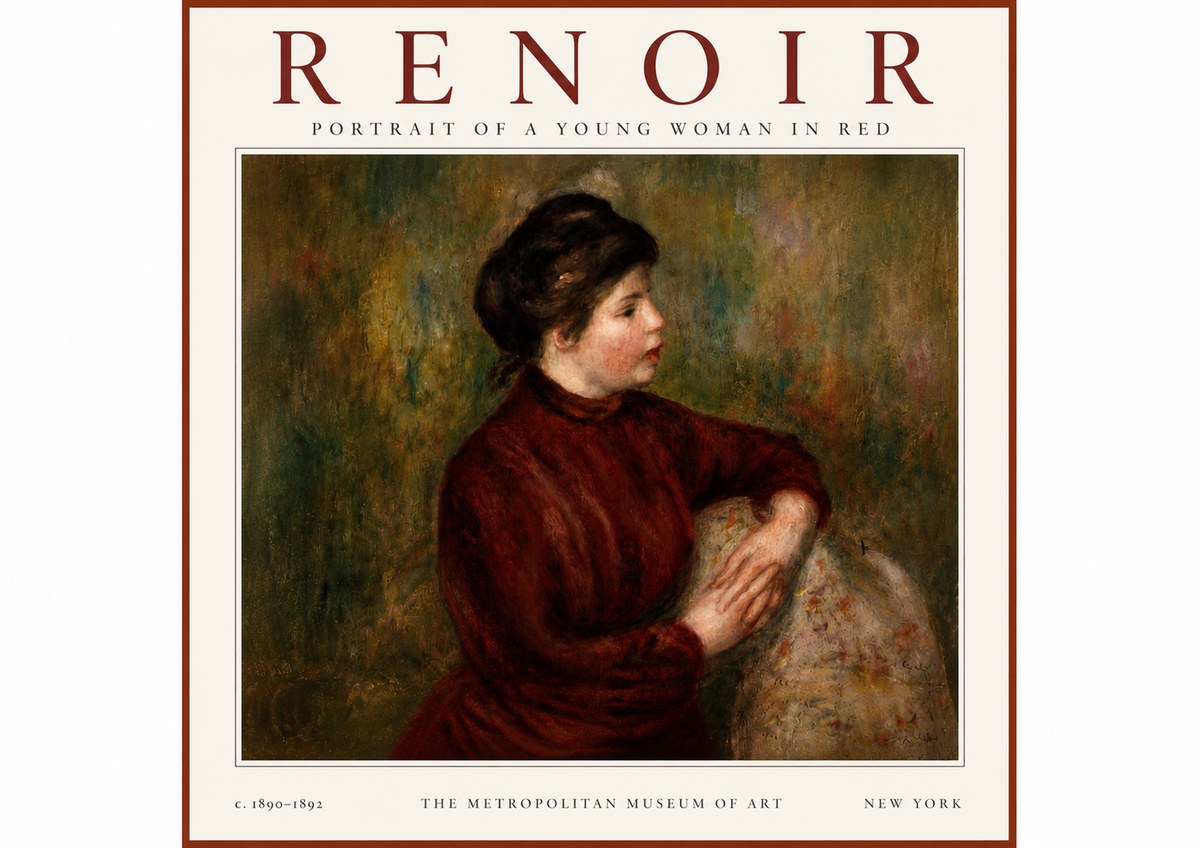 Renoir Young Woman in Red No4 - Plakat