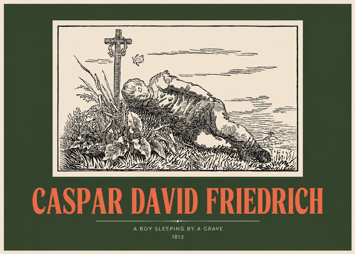 Caspar David Friedrich A Boy Sleeping by a Grave No2 - Plakat