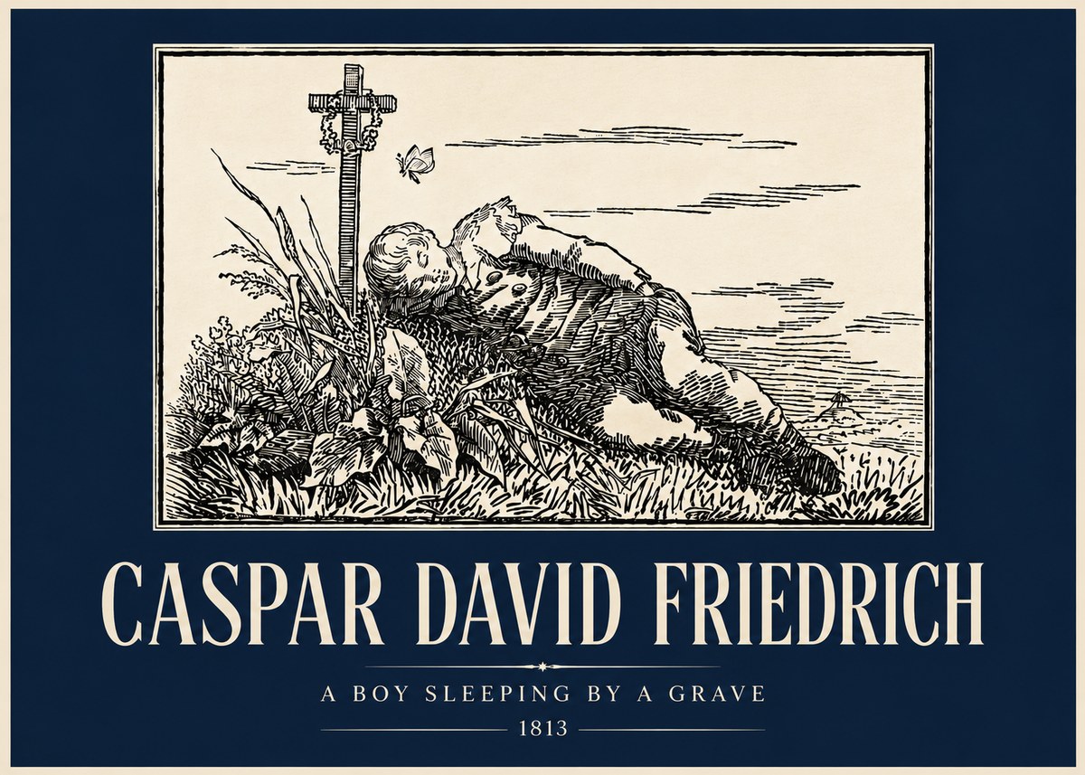 Caspar David Friedrich A Boy Sleeping by a Grave No4 - Plakat