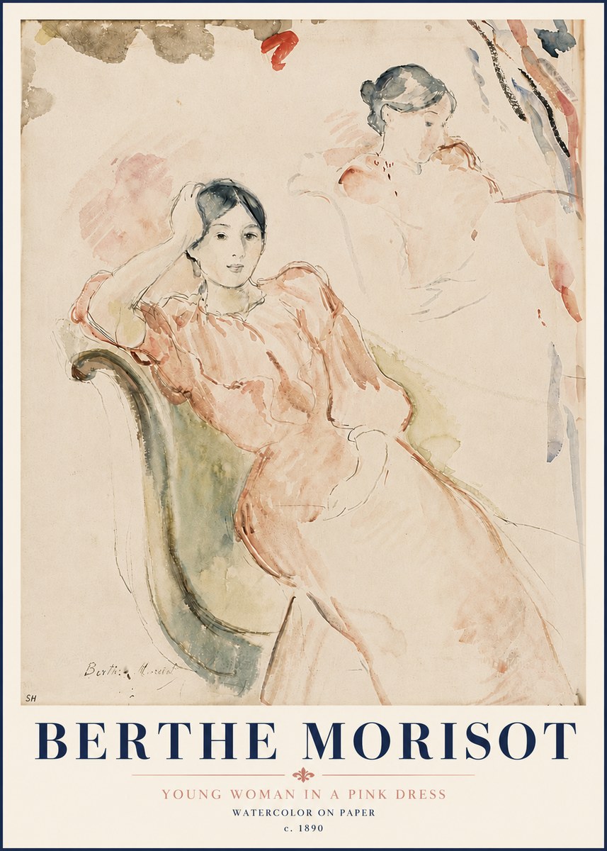 Berthe Morisot Young Woman in a Pink Dress II No6 - Plakat