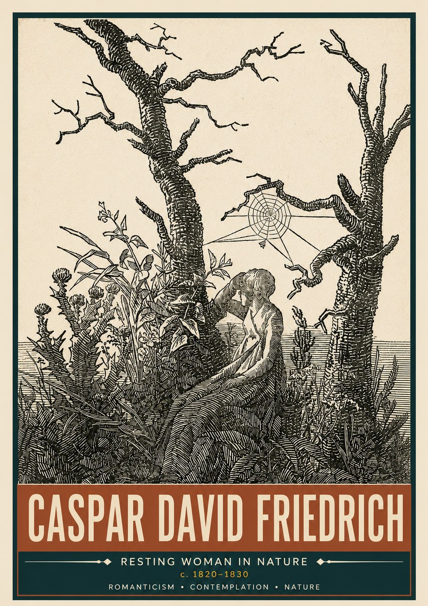 Caspar David Friedrich Resting Woman in Nature No5 - Plakat