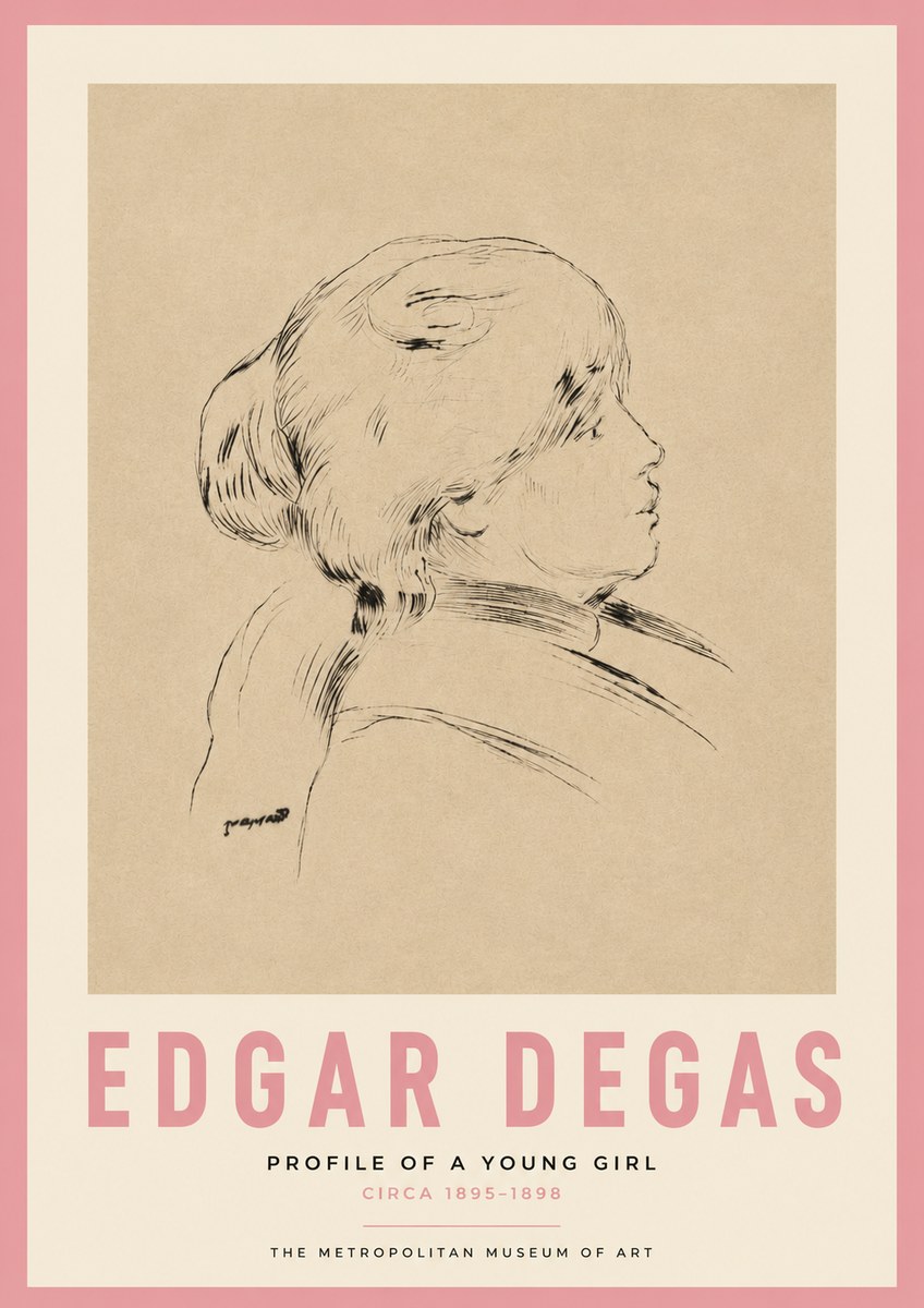Edgar Degas Profile of a Young Girl No3 - Plakat
