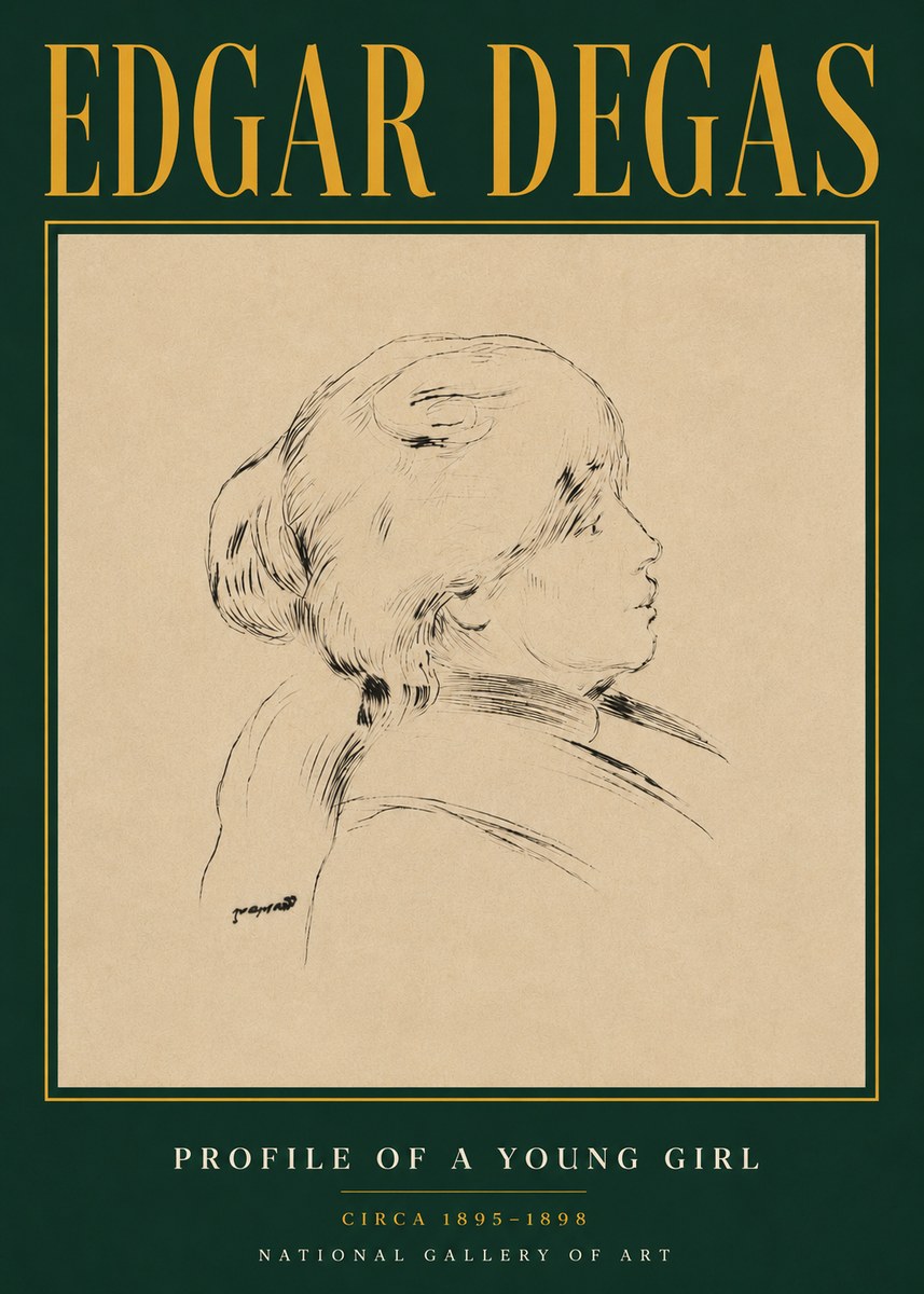 Edgar Degas Profile of a Young Girl No4 - Plakat