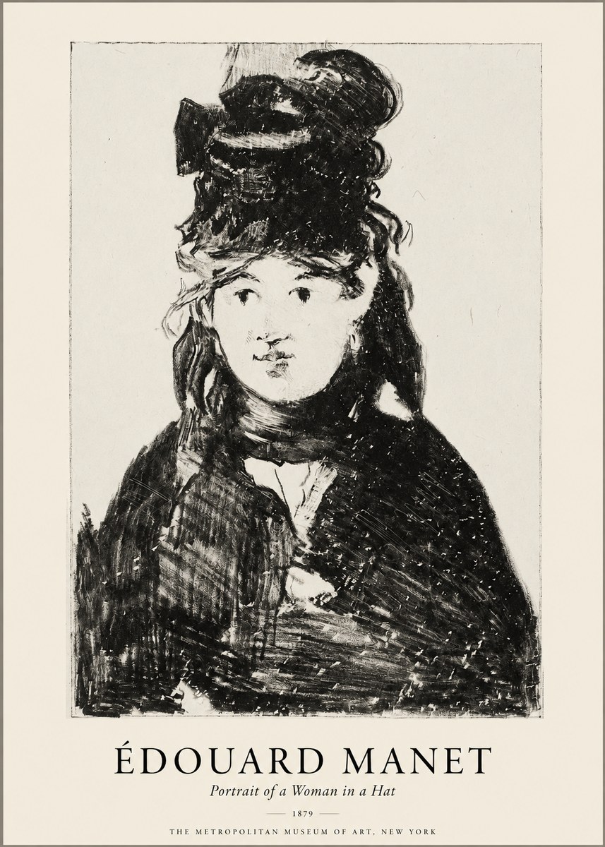 Édouard Manet Portrait of a Woman in a Hat No1 - Plakat