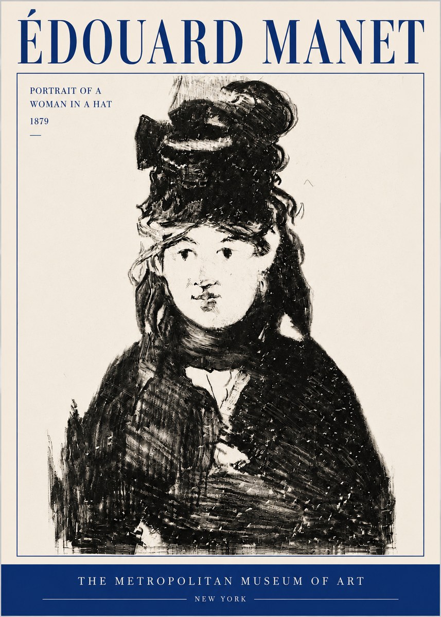 Édouard Manet Portrait of a Woman in a Hat No4 - Plakat