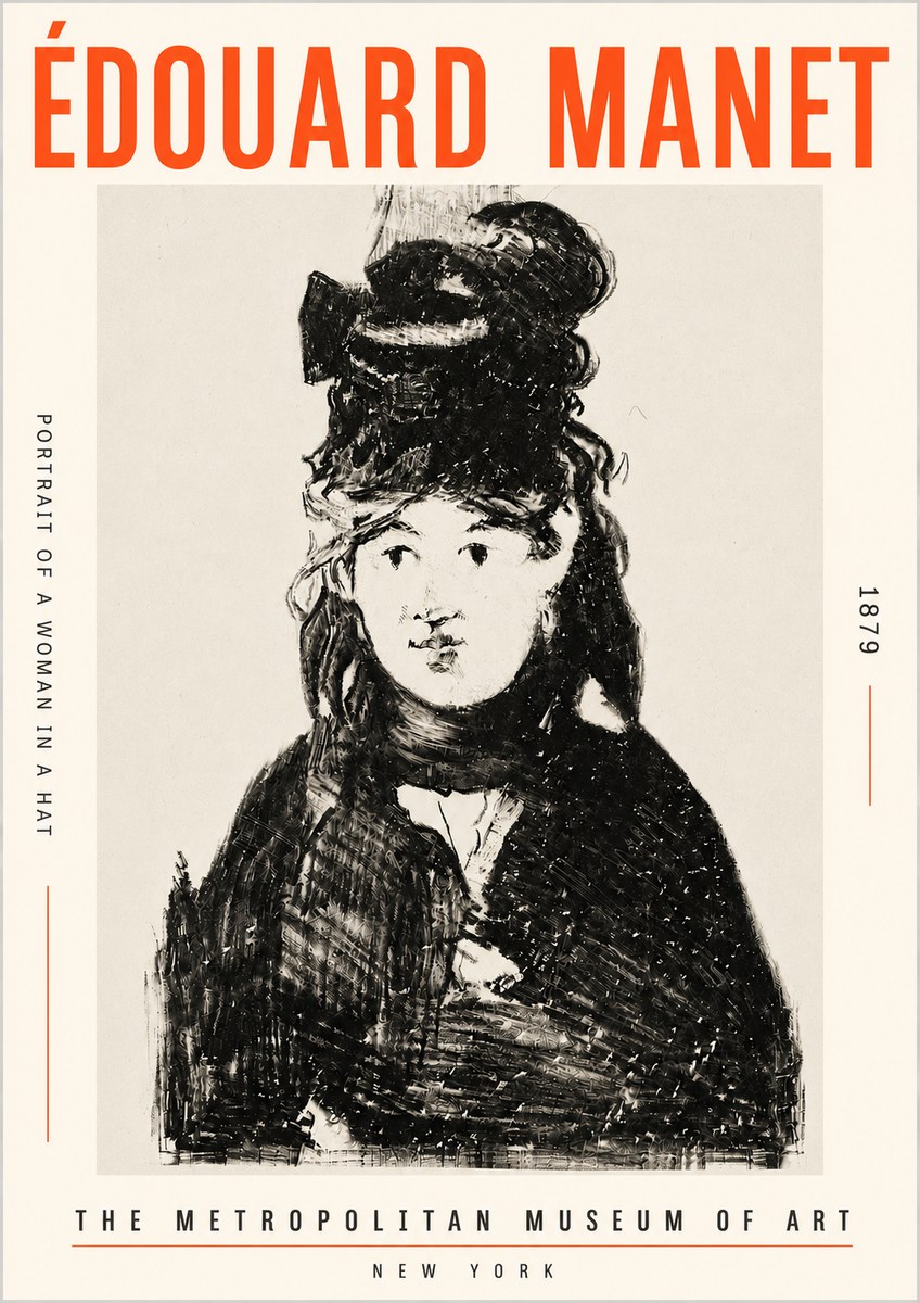 Édouard Manet Portrait of a Woman in a Hat No5 - Plakat