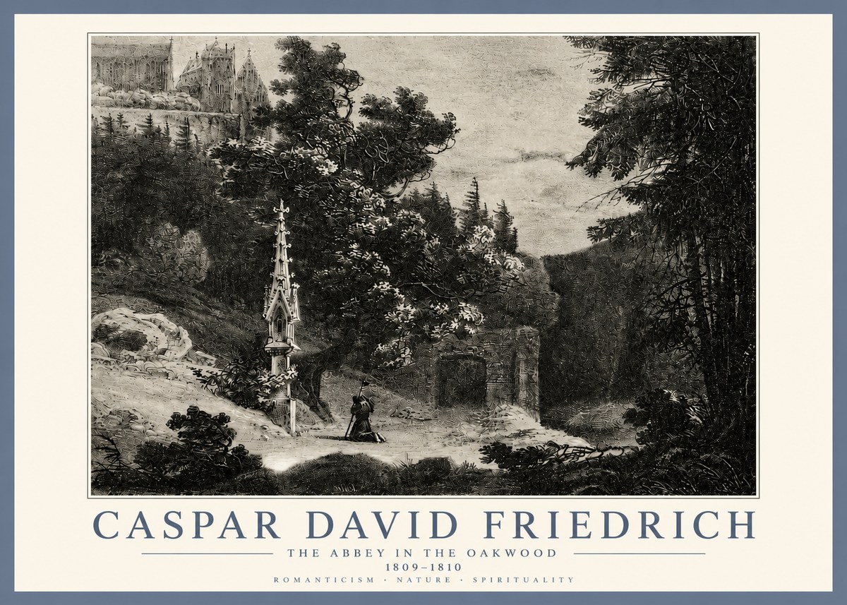Caspar David Friedrich The Abbey in the Oakwood No3 - Plakat