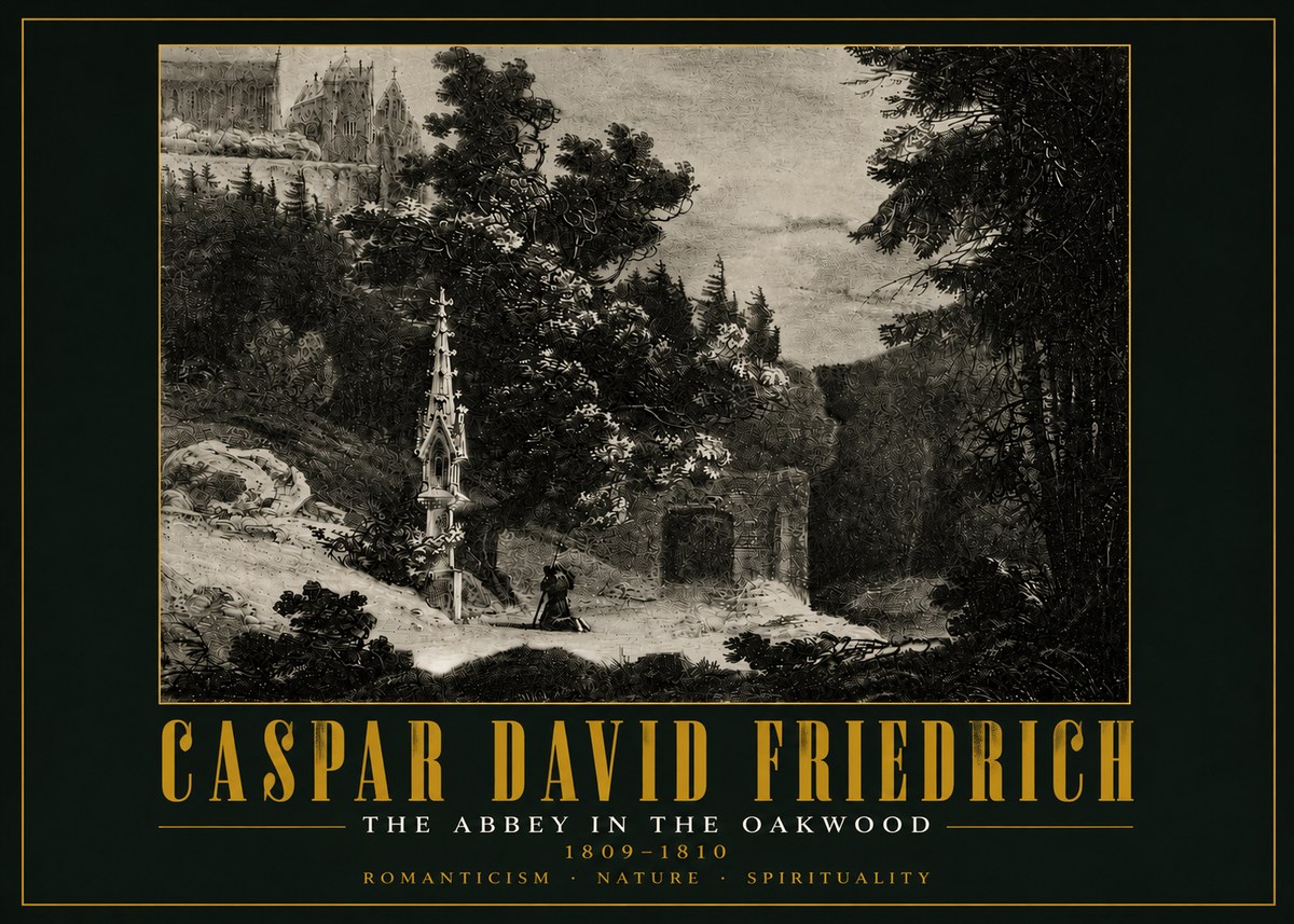 Caspar David Friedrich The Abbey in the Oakwood No5 - Plakat