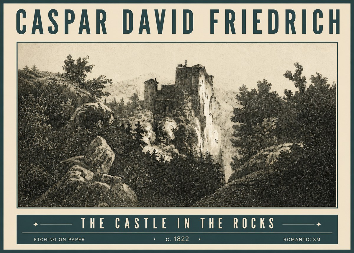 Caspar David Friedrich The Castle in the Rocks No4 - Plakat