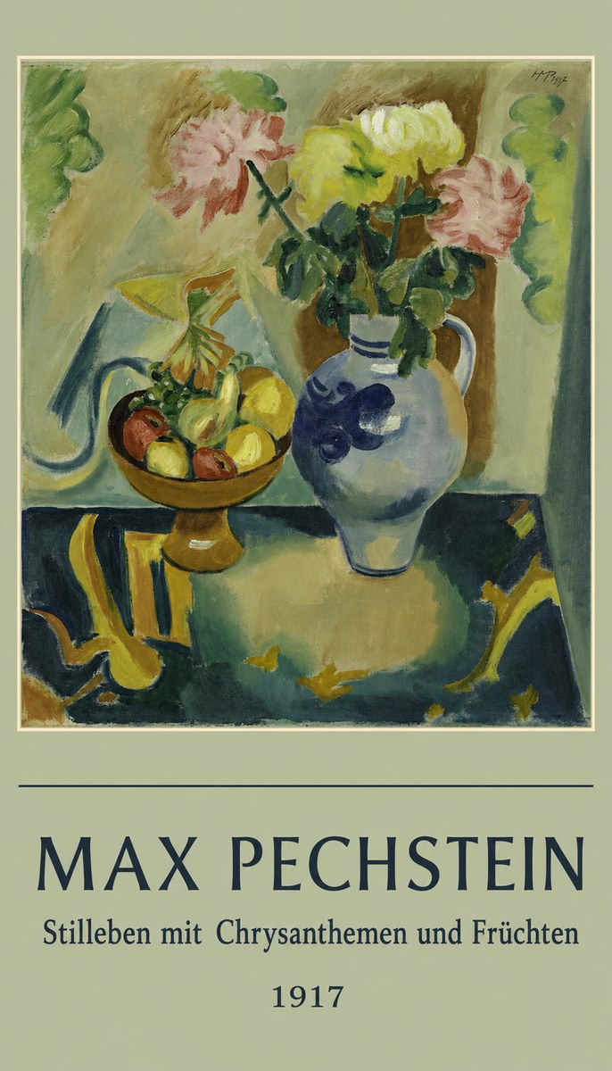 Max Pechstein Stilleben Mit Chrysanthemen Und Früchten No6 - Plakat