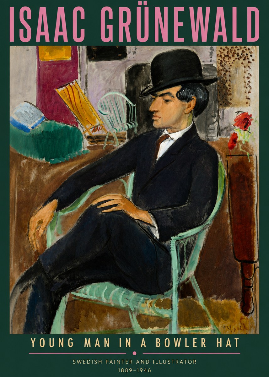 Isaac Grünewald Young Man in a Bowler Hat No3 - Plakat