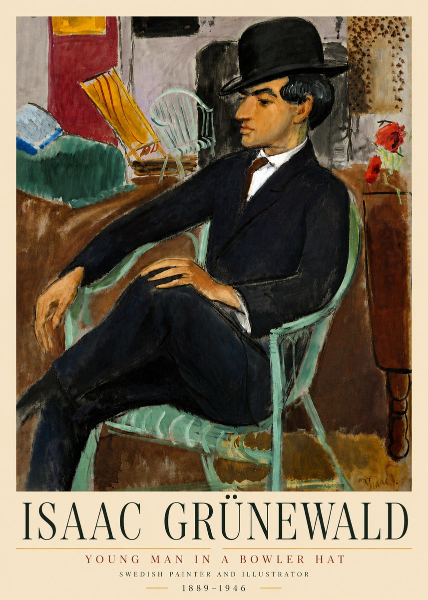 Isaac Grünewald Young Man in a Bowler Hat No4 - Plakat