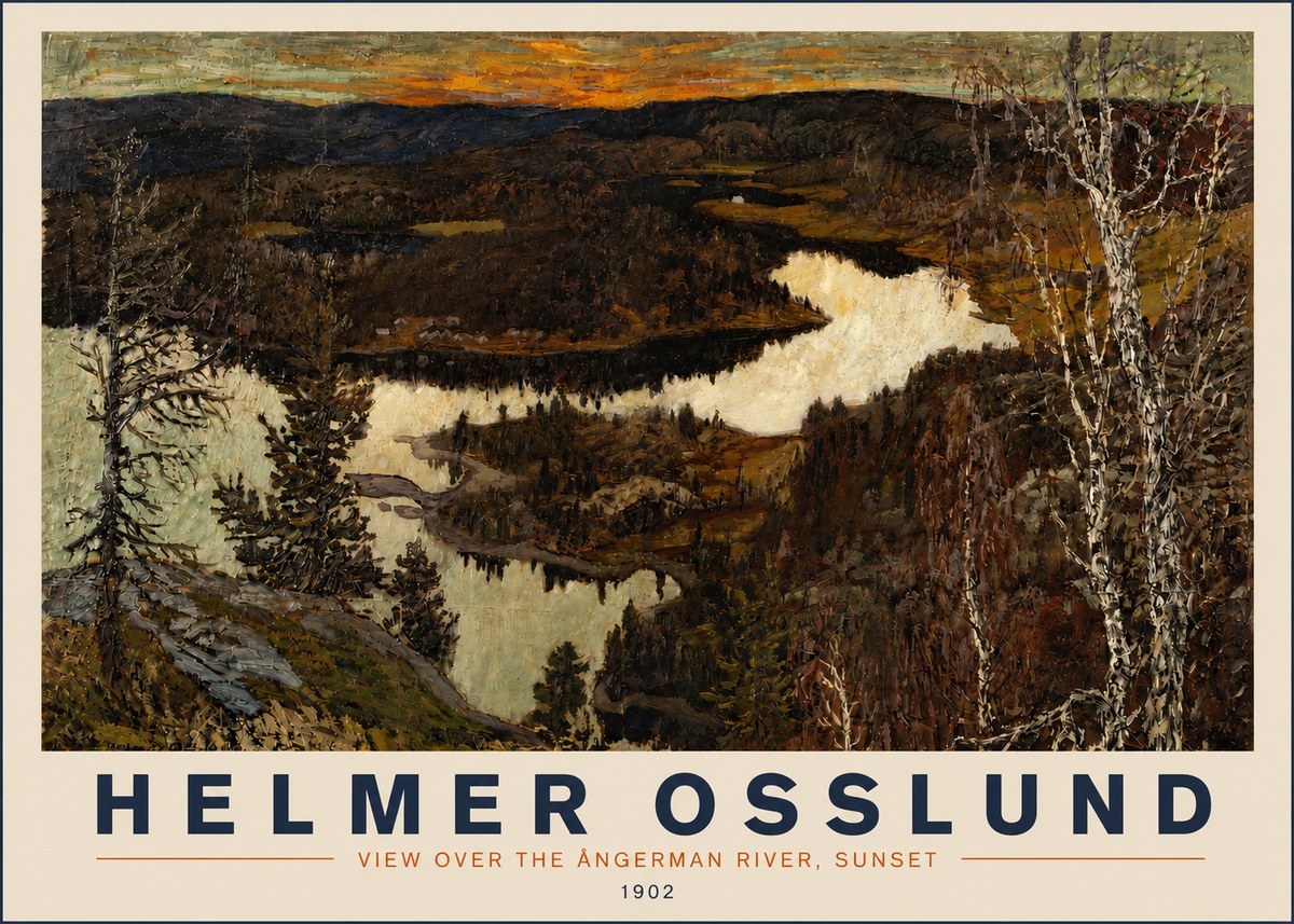 Helmer Osslund View over the Angerman River, Sunset No3 - Plakat